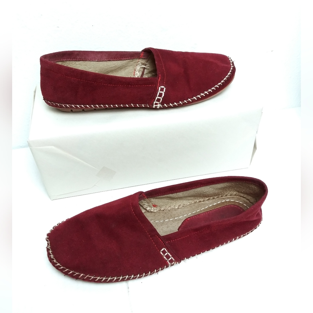 Casual Flat Canvas Shoes 7.5/8/25 Cm Foot Lenth Bungundy Walk Driving